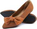 Pointed Toe Ballet Flats for Women with Bow - Comfort Slip On