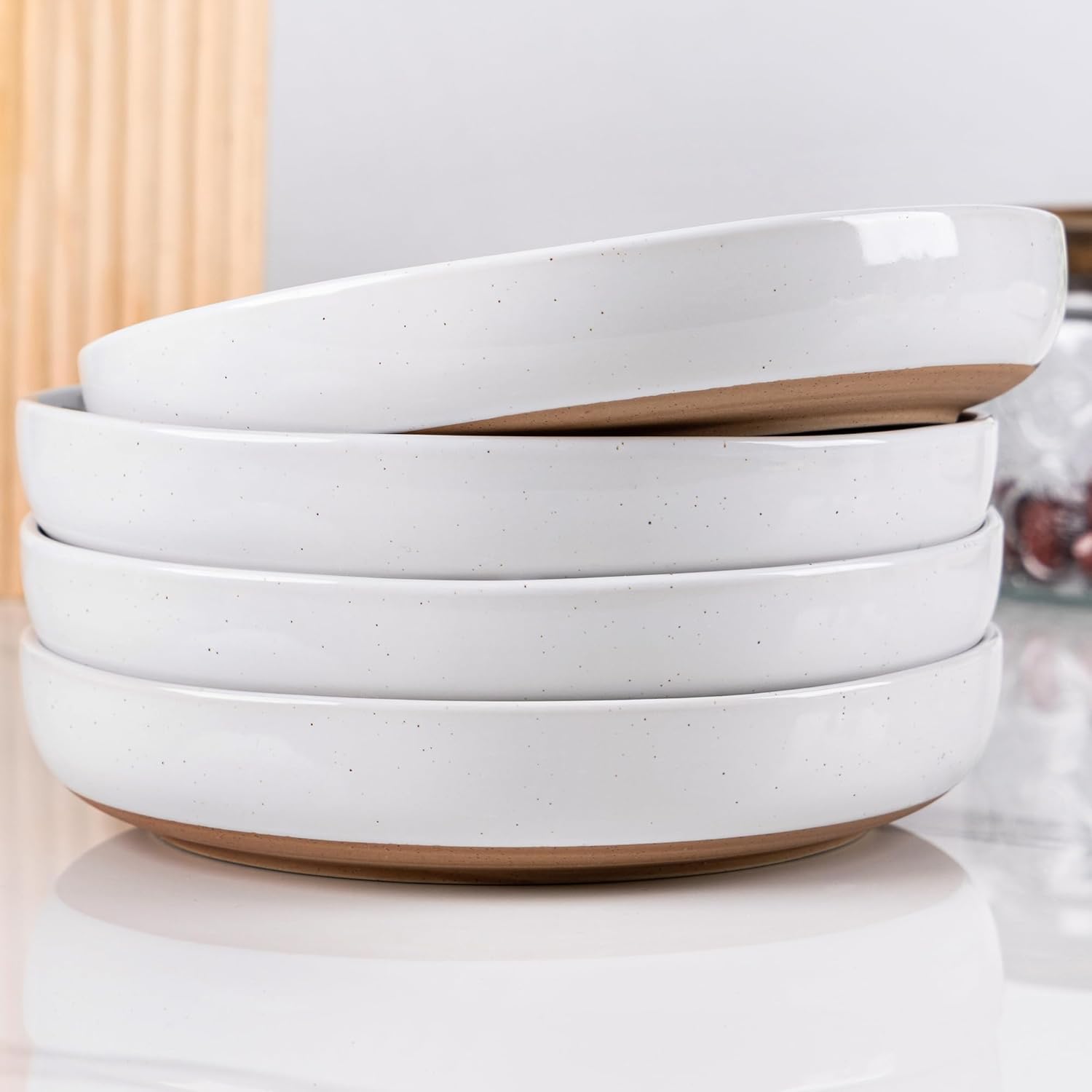 AmorArc 8.75in Large Ceramic Pasta Bowls Set of 4 for All Meals