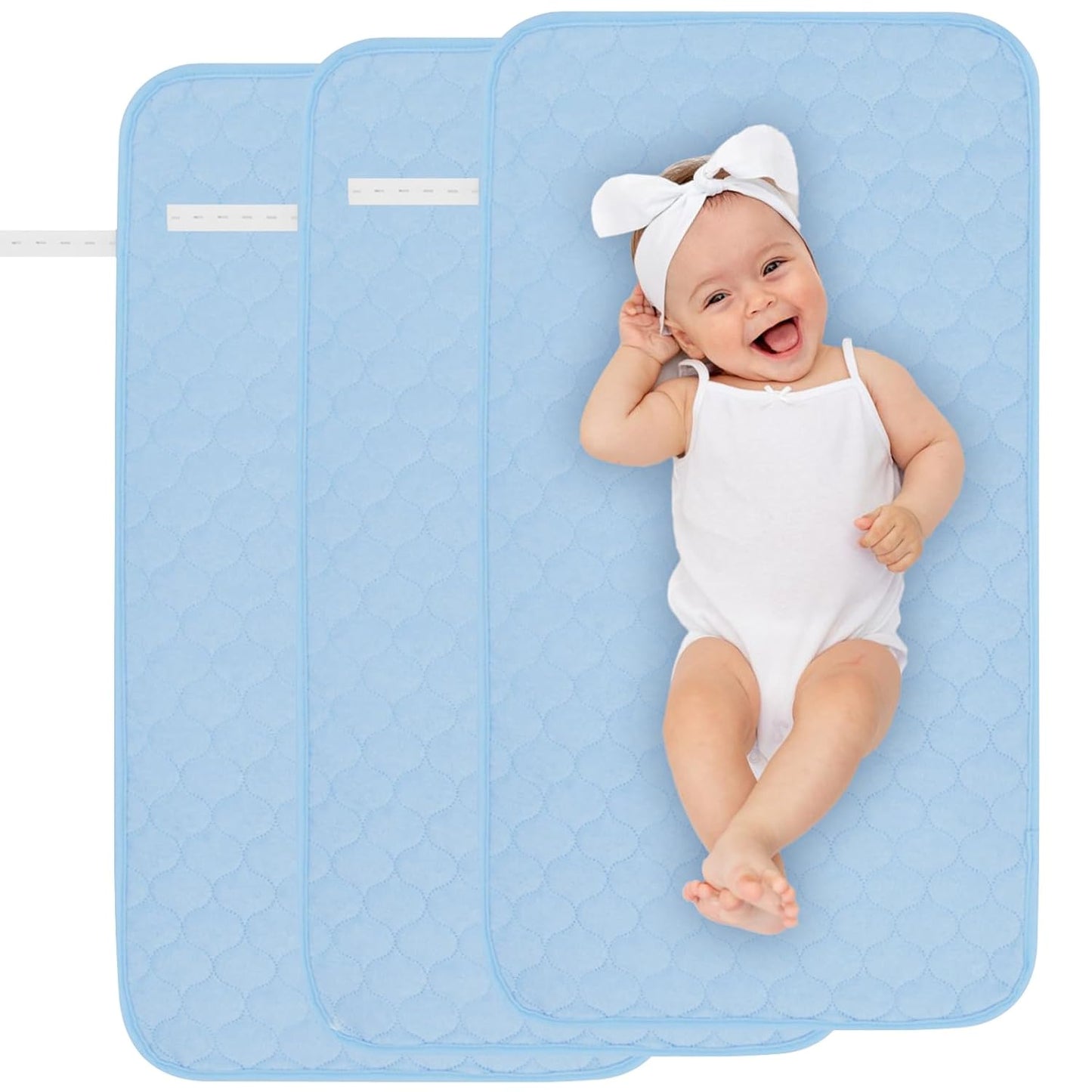 3-Pack Waterproof Baby Changing Pad Liners - Washable & Reusable 27 x 14