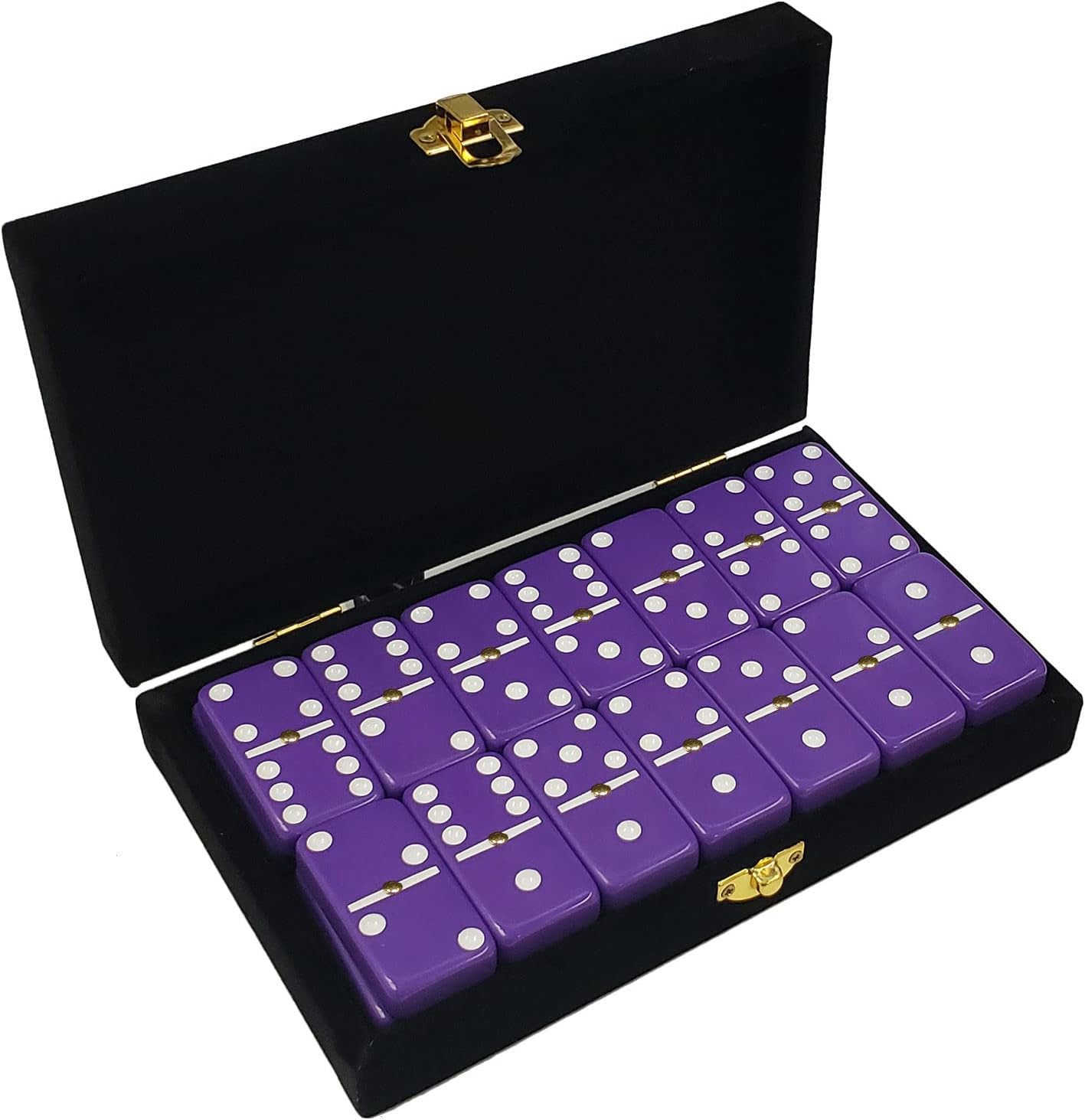 Domino Double 6 Purple Jumbo Tournament Set in Velvet Case