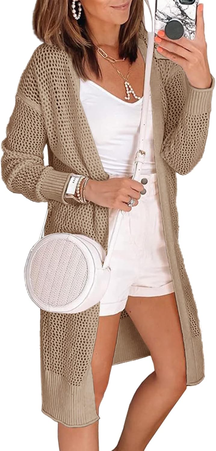 Misassy Womens Open Front Knit Sheer Cardigans for Summer Style