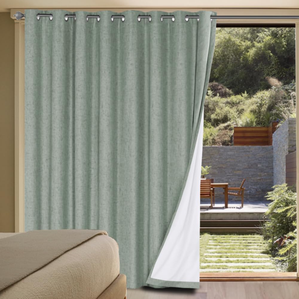 H.VERSAILTEX Linen Blackout Curtains for Extra Wide Doors