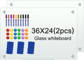 Glass White Board 36 in x 24 in (2pcs) - Frameless Magnetic Dry Erase