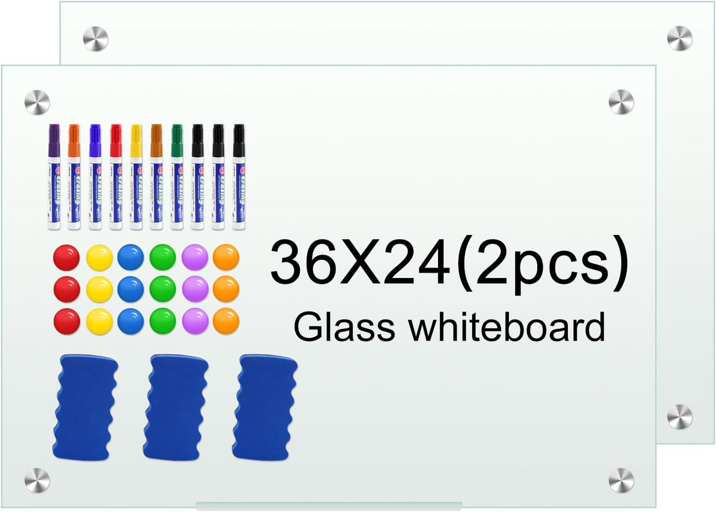 H-Qprobd Glass White Board for Wall - 36in x 24in Magnetic Board