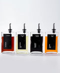 Olive Oil Dispenser Set - 4 Black Glass Bottles for Kitchen