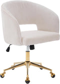 Contemporary Corduroy Home Office Chair Featuring Elegant Gold Base