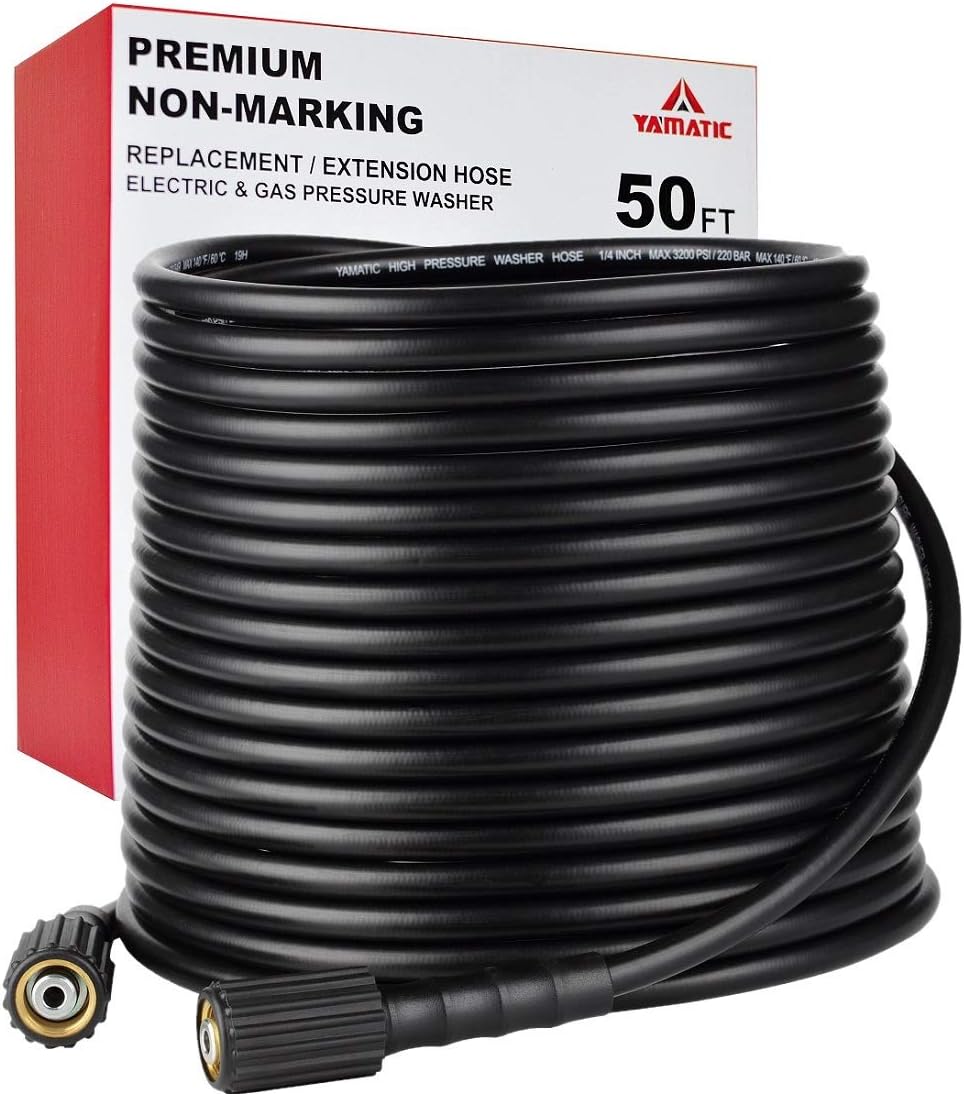 YAMATIC 50FT Kink Resistant Power Washer Hose - 3200 PSI