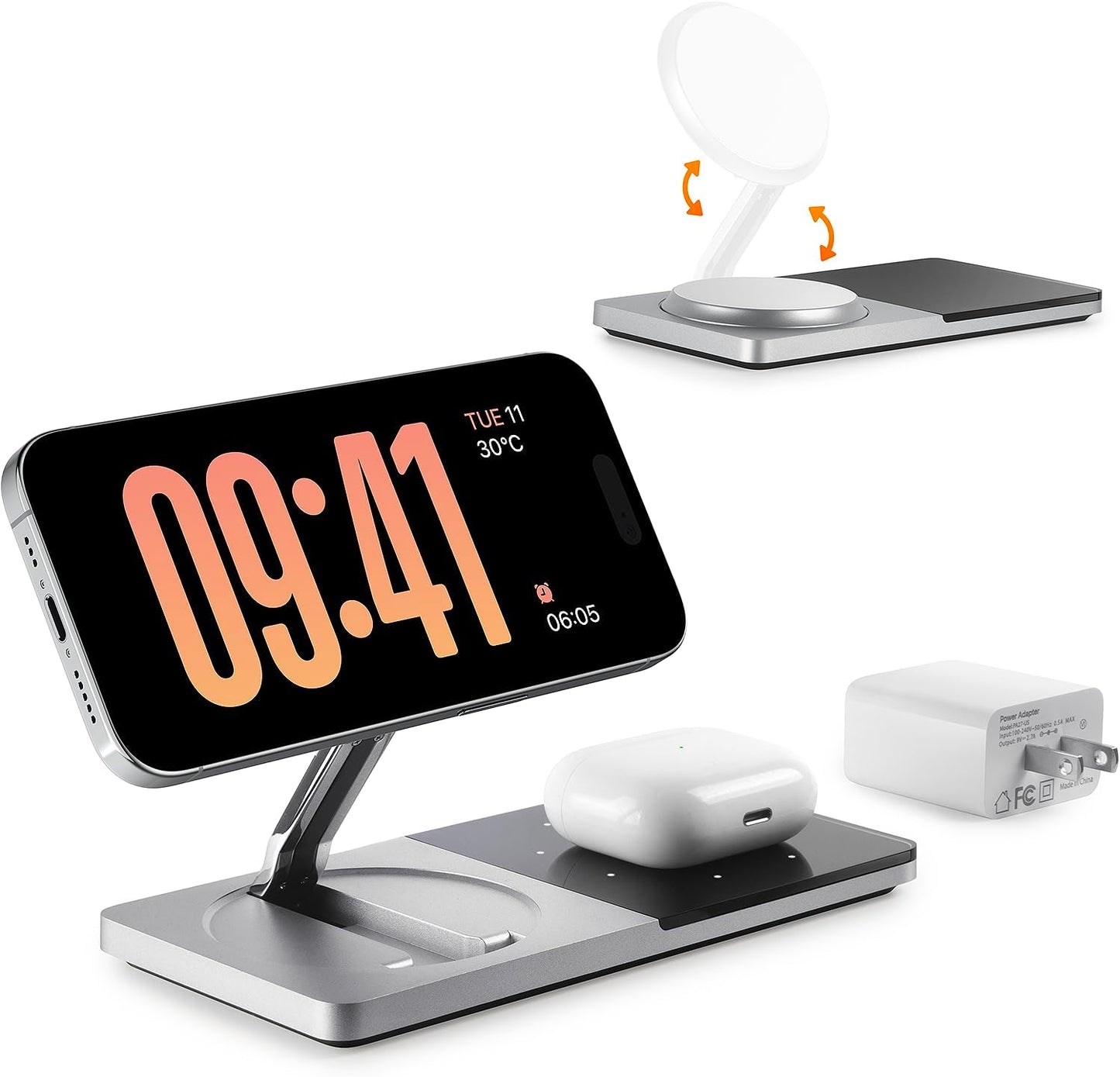 2-in-1 Mag-Safe Wireless Charger Stand for iPhone & AirPods - ZECHIN