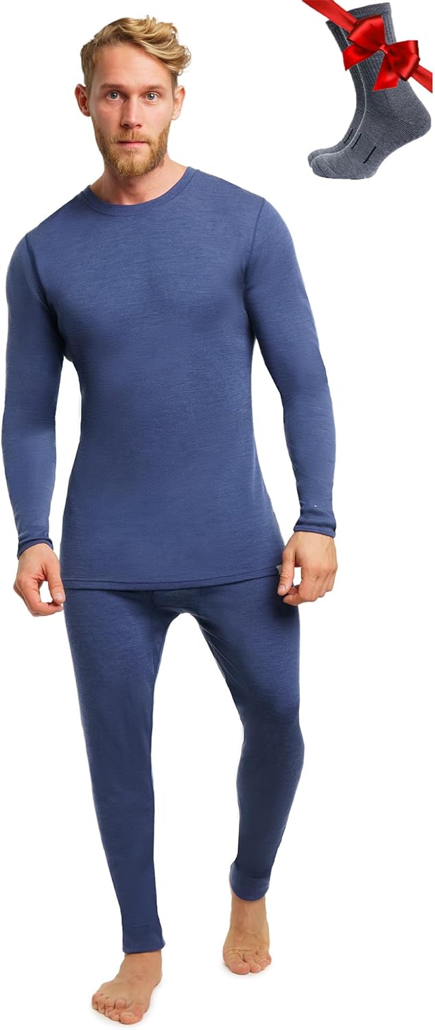 Merino Wool Base Layer Men Set - Super Soft & Comfortable