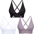 Women's V Neck Sports Bra with Adjustable Spaghetti Straps