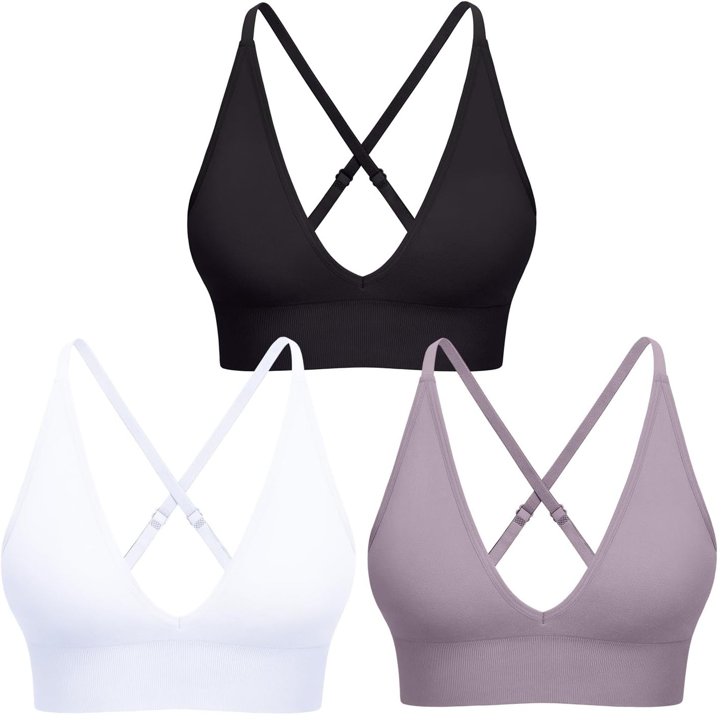 V Neck Adjustable Spaghetti Straps Sports Bra for Women