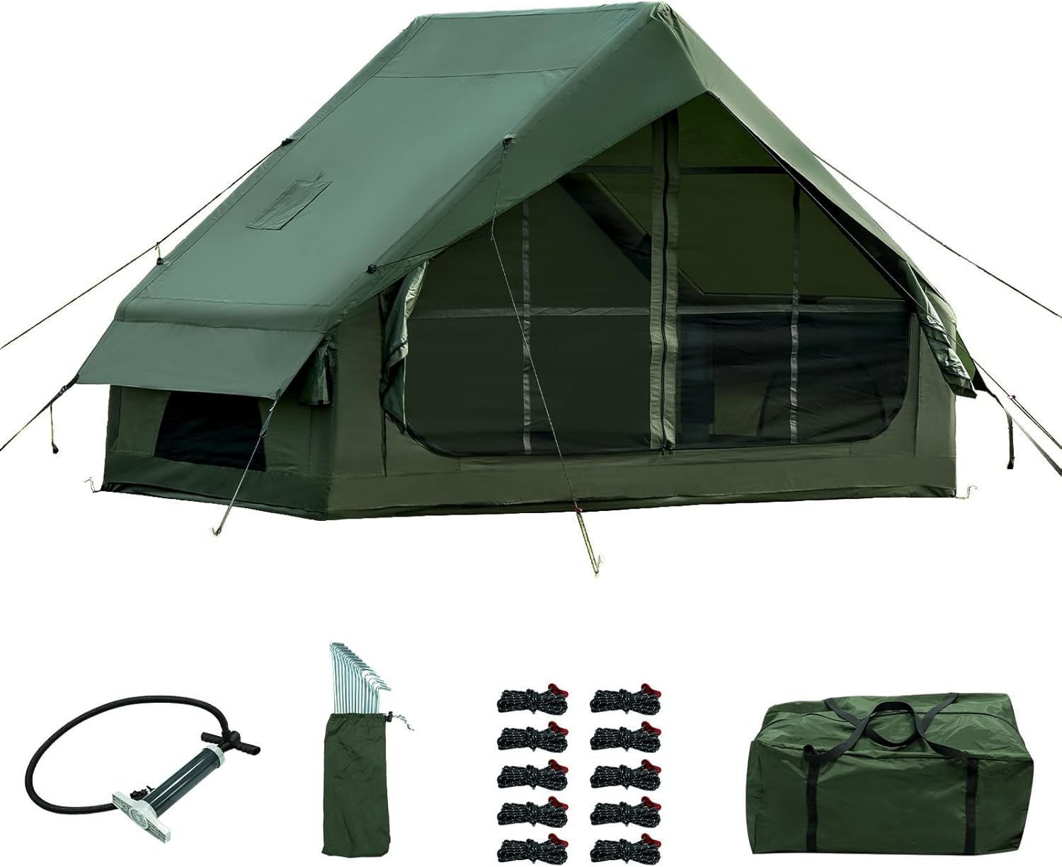 Windproof Inflatable Tent, Easy Setup, 2-8 Person, Waterproof, 4 Season