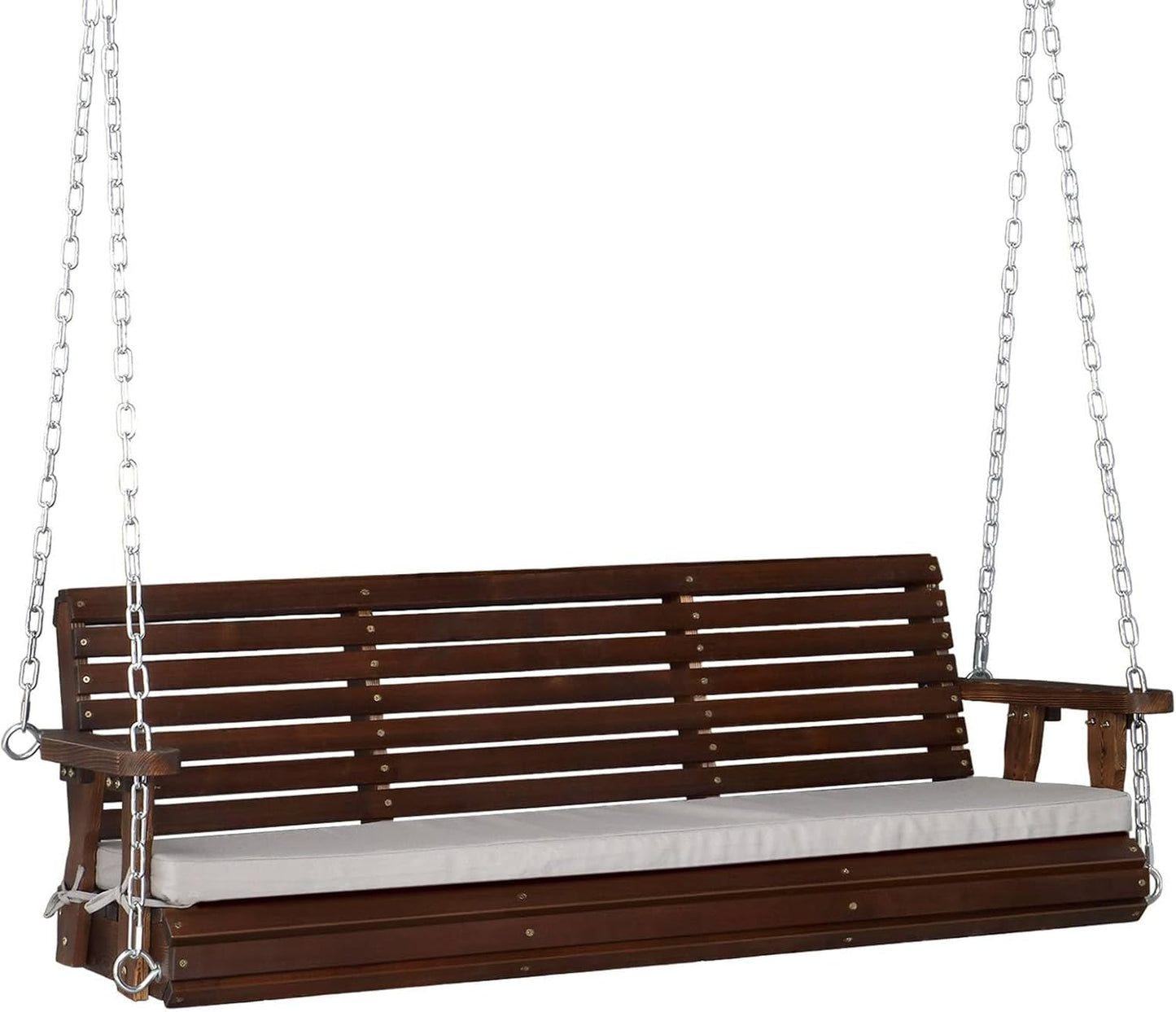 VINGLI Heavy Duty 880 LBS Patio Wooden Porch Swing with Cushion