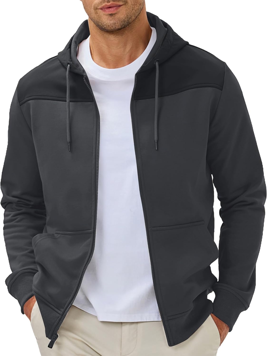 JMIERR Men Hoodie Zip Up Casual Warm Jacket for Fall Hiking