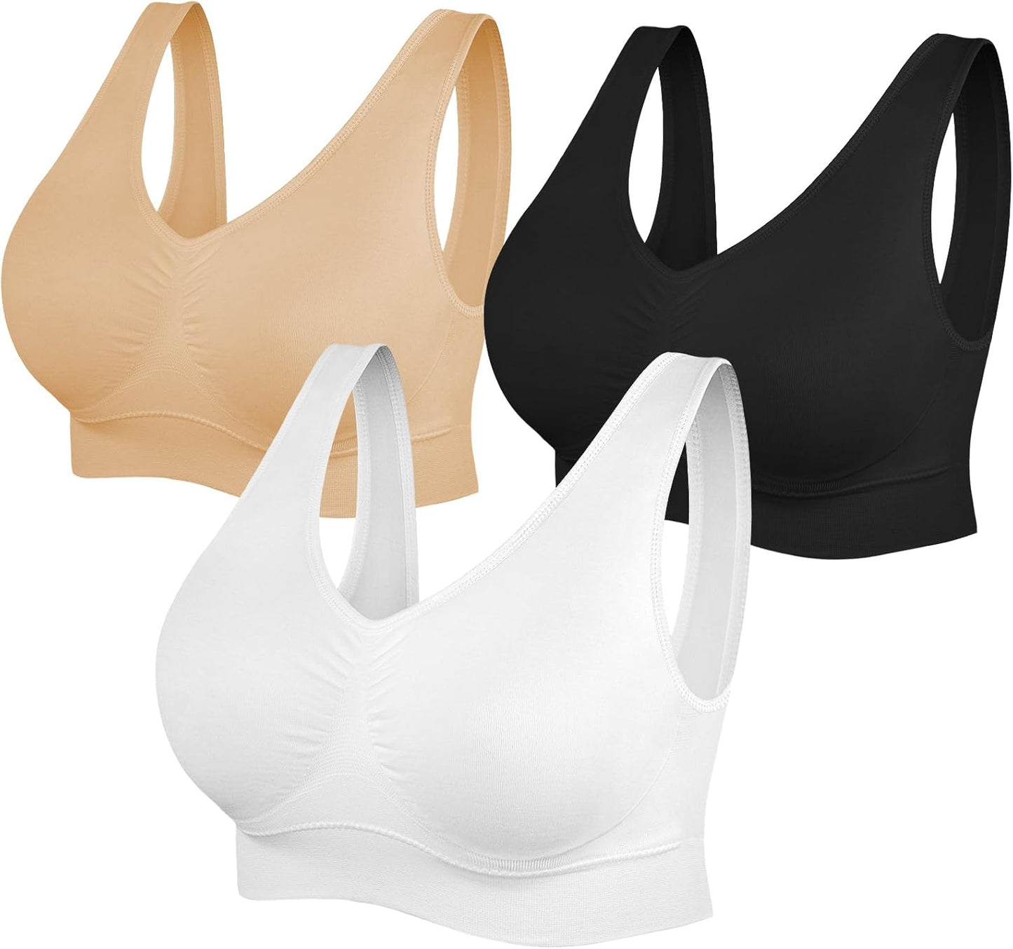Womens Sports Bras 3 Pack for Yoga Comfort and Stretchy Fit
