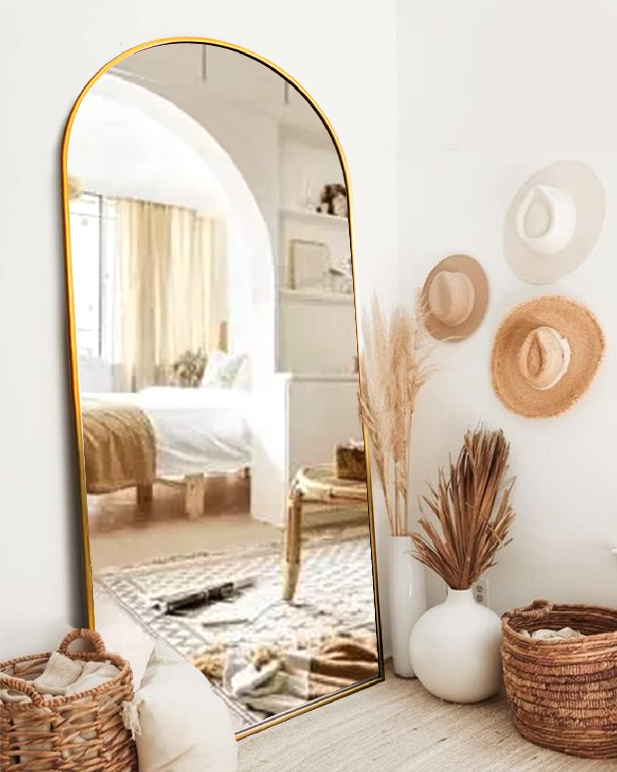 Full Length Mirror with Stand, 30x71 Freestanding Gold Arch
