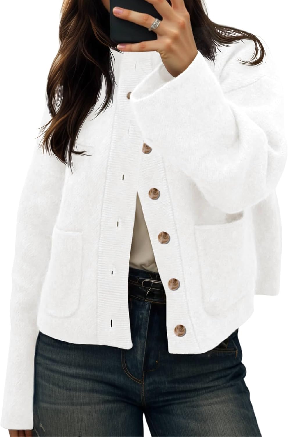 Cicy Bell Womens Chunky Knit Cardigan Sweater for Winter Wear