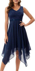 Lace Cocktail Party Dress Handkerchief Hem - Flattering Fit Meetjen