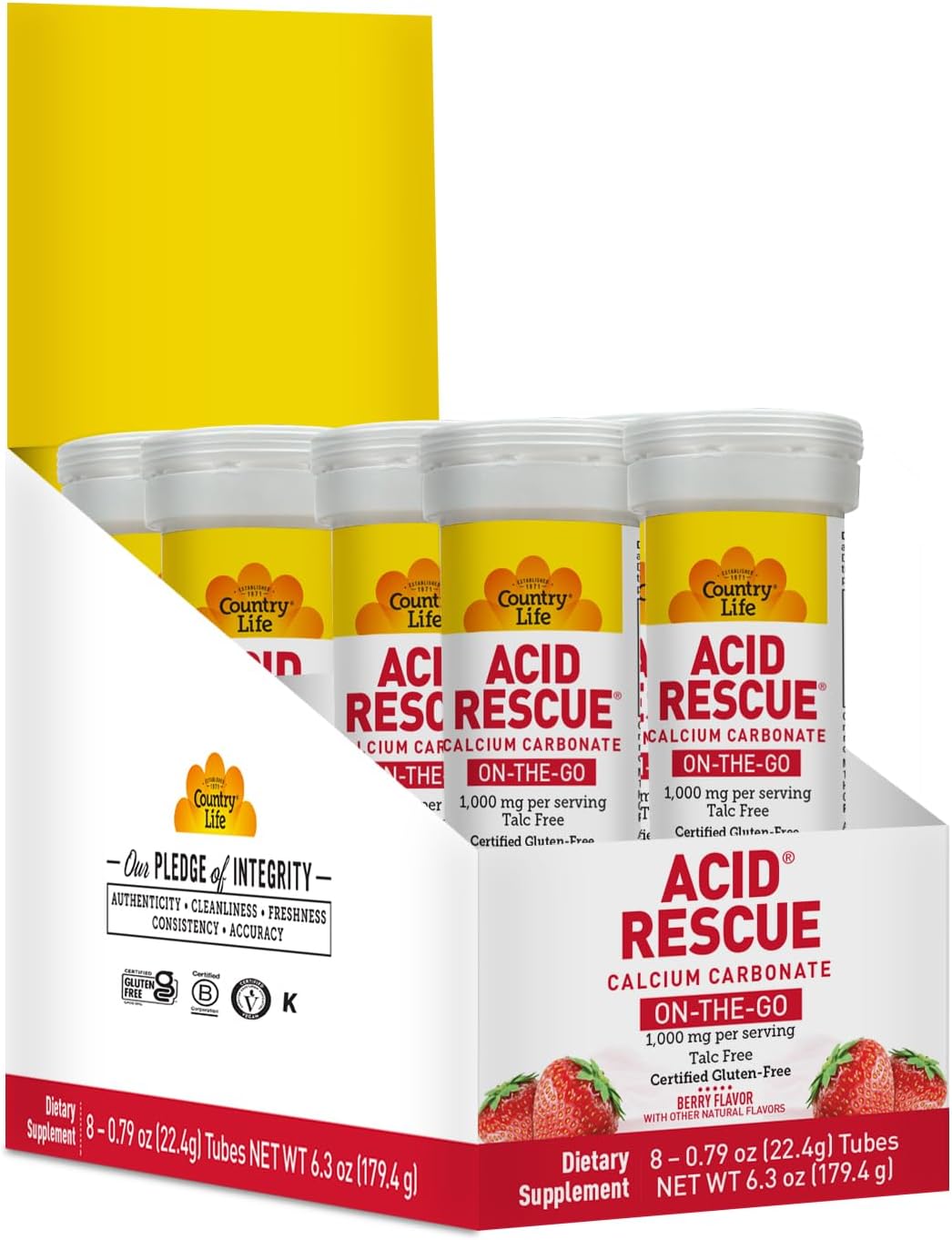 Country Life Acid Rescue Chewable Tablets for Heartburn Relief