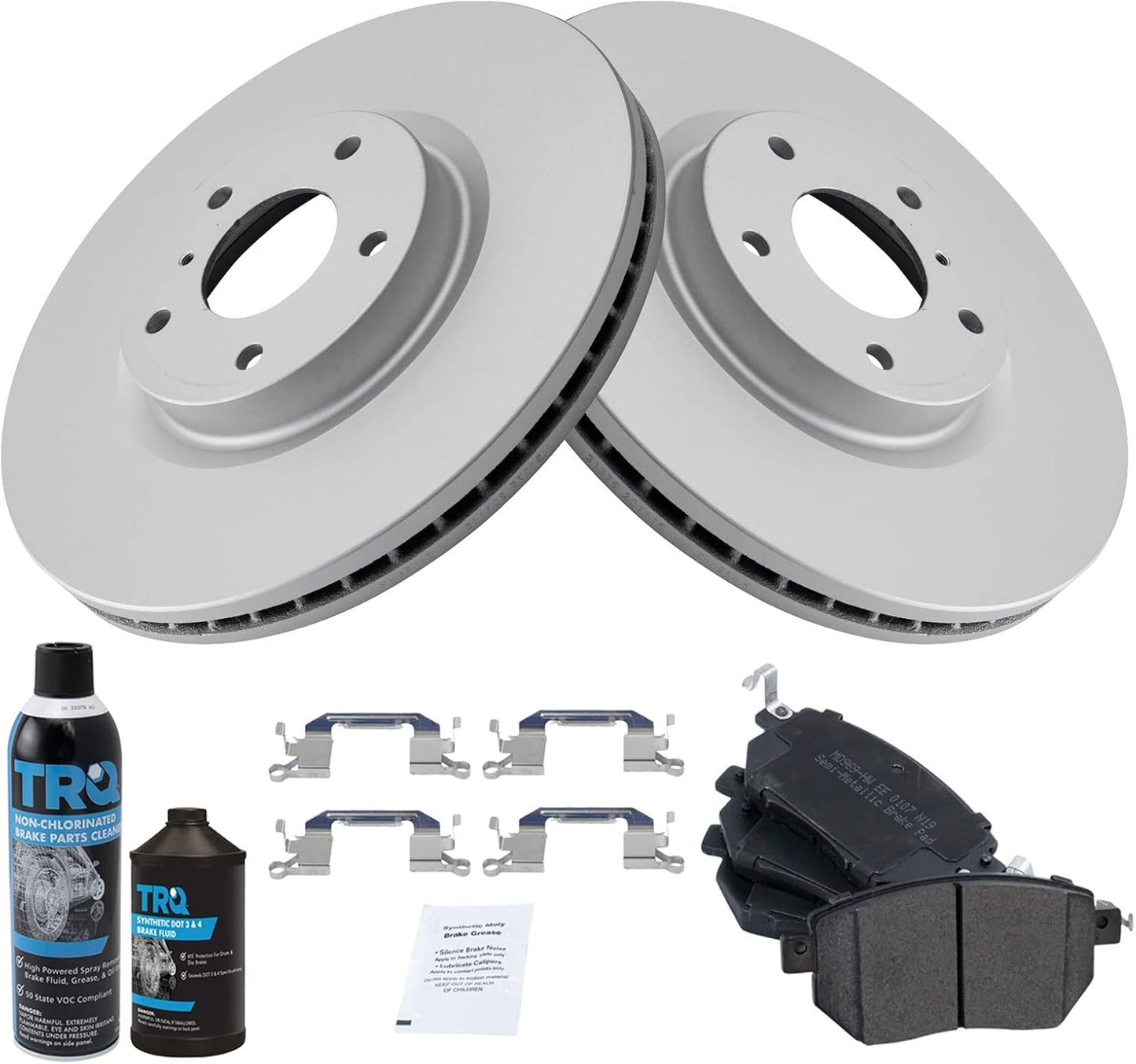 TRQ Front Semi Metallic Brake Pad & Coated Rotor Kit for Altima
