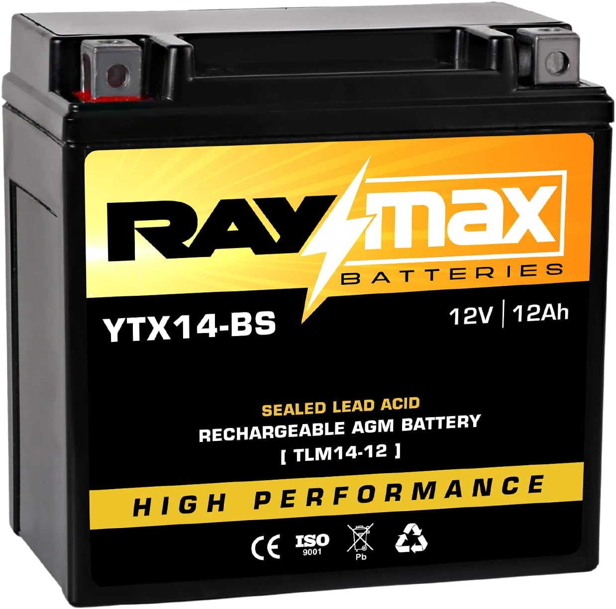 YTX14-BS 12V 12Ah AGM Motorcycle Battery for Powersports Use