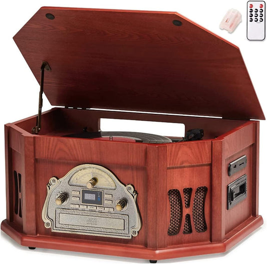 10-in-1 Multifunctional Turntable with Bluetooth and Speakers