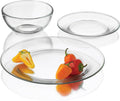 Glass Dinnerware Set - 12 Pc Stackable Plates and Bowls