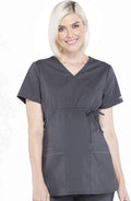 Women's Maternity V-Neck Mock Wrap Scrub Top - 3 Pockets