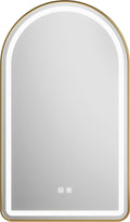30x40 in Gold Tempered Glass LED Arched Mirror for Bathroom Vanity