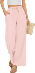 Women Flowy Pants Drawstring Waist Wide Leg Palazzo (Style WLGF)