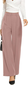Wide Leg Pants High Elastic Waisted Back - Work & Casual Fit