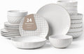 24-Piece Ceramic Dinnerware Set for 6 - Elegant Embossed Design