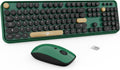 Wireless Keyboard and Mouse Combo Green - Full-Size Retro Typewriter