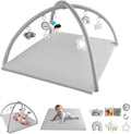 Baby Play Gym with Soft Foam Mat - Velvet Tummy Time Mat