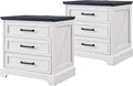 Farmhouse Nightstands Set of 2 - Rustic 3-Drawer Nightstand