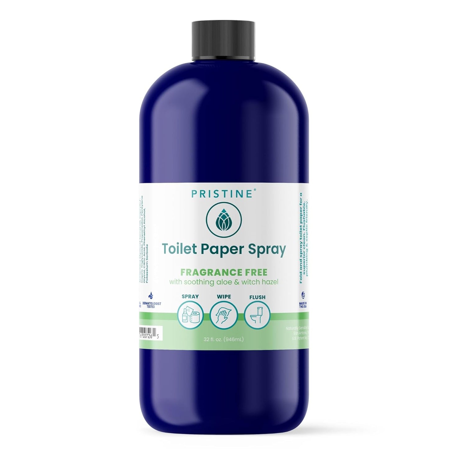 PRISTINE Toilet Paper Spray - Eco-Friendly Flushable Wipe Alternative