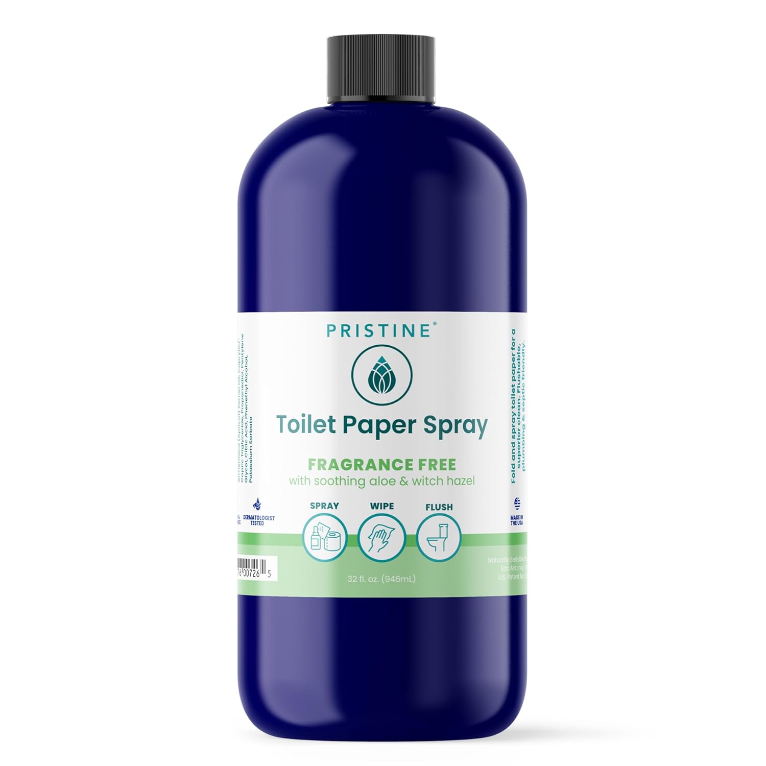PRISTINE Toilet Paper Spray - Eco-Friendly Flushable Wipe Alternative
