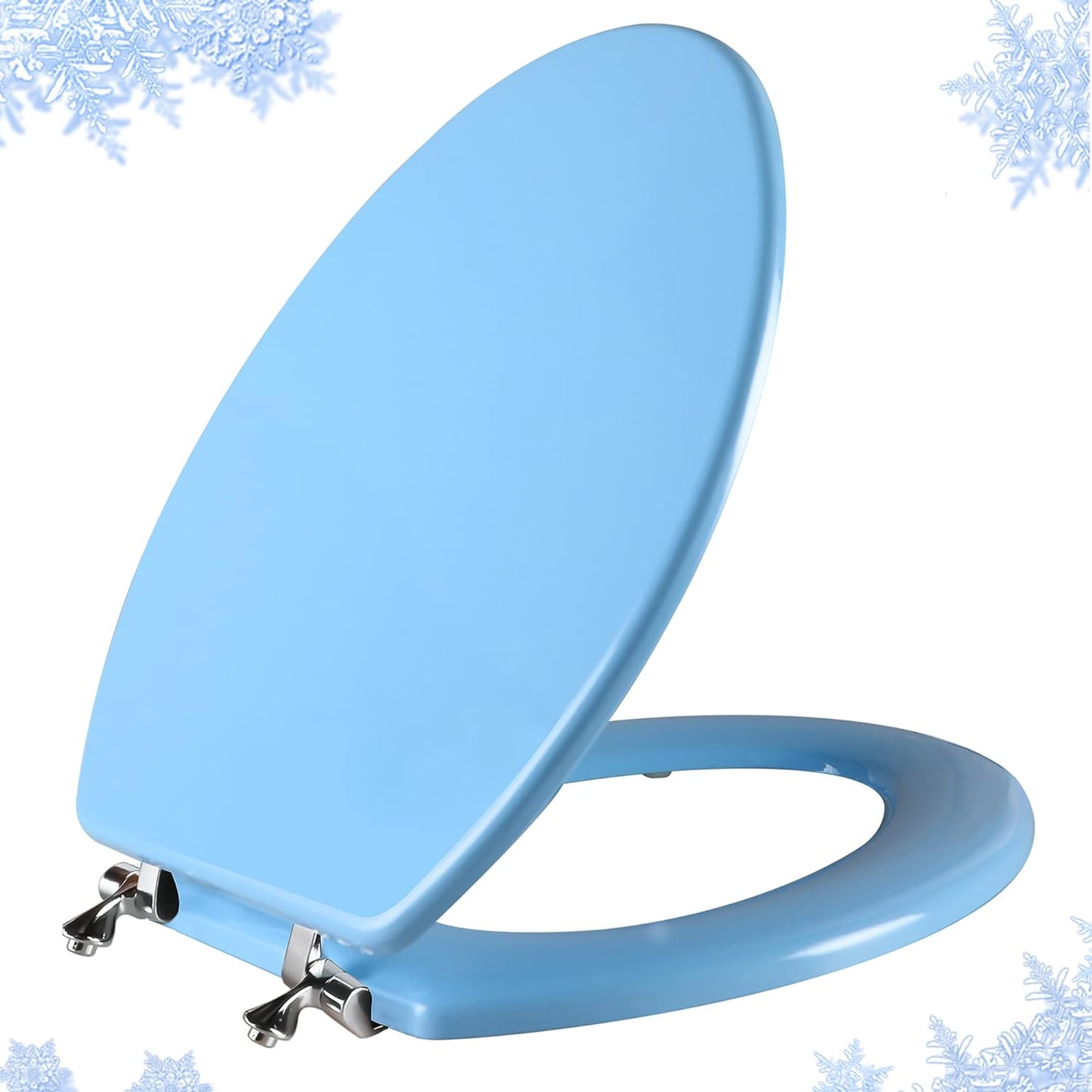 Blue Elongated Toilet Seat with Zinc Alloy Hinges for Comfort