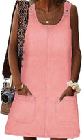 Women's Sleeveless Denim Dress Crewneck Mini - Loose Fit Casual