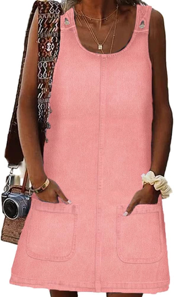 Stylish BZB Women's Sleeveless Casual Denim Dress with Pockets