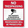 No Trespassing Video Surveillance Metal Sign 30 x 24 in - Durable