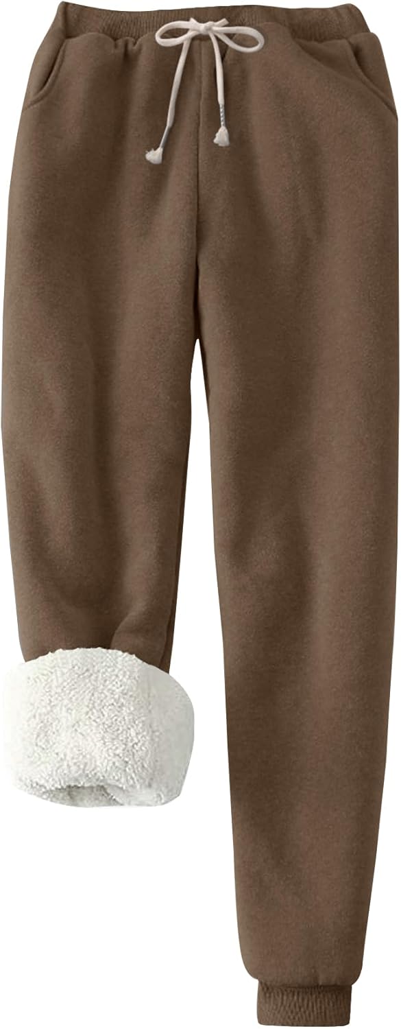 PEHMEA Women's Sherpa Lined Sweatpants for Winter Warmth