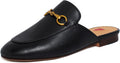 Women's Leather Slip On Mules Low Heel Flats - Work Slides
