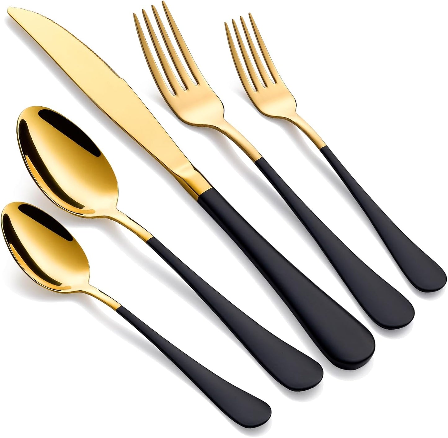 20-Piece Black and Gold Silverware Set for Elegant Dining
