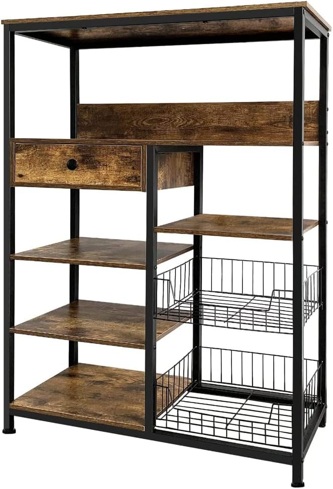 NAIYUFA Rustic Brown Kitchen Rack - Organize with Style!