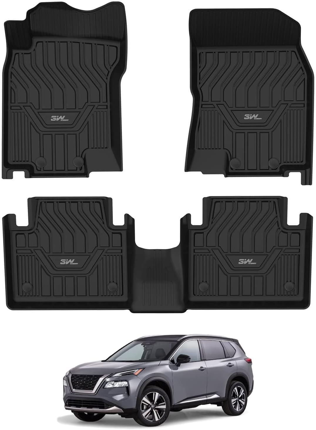 Custom Fit 3W Floor Mats for 2014-2020 Nissan Rogue All Weather