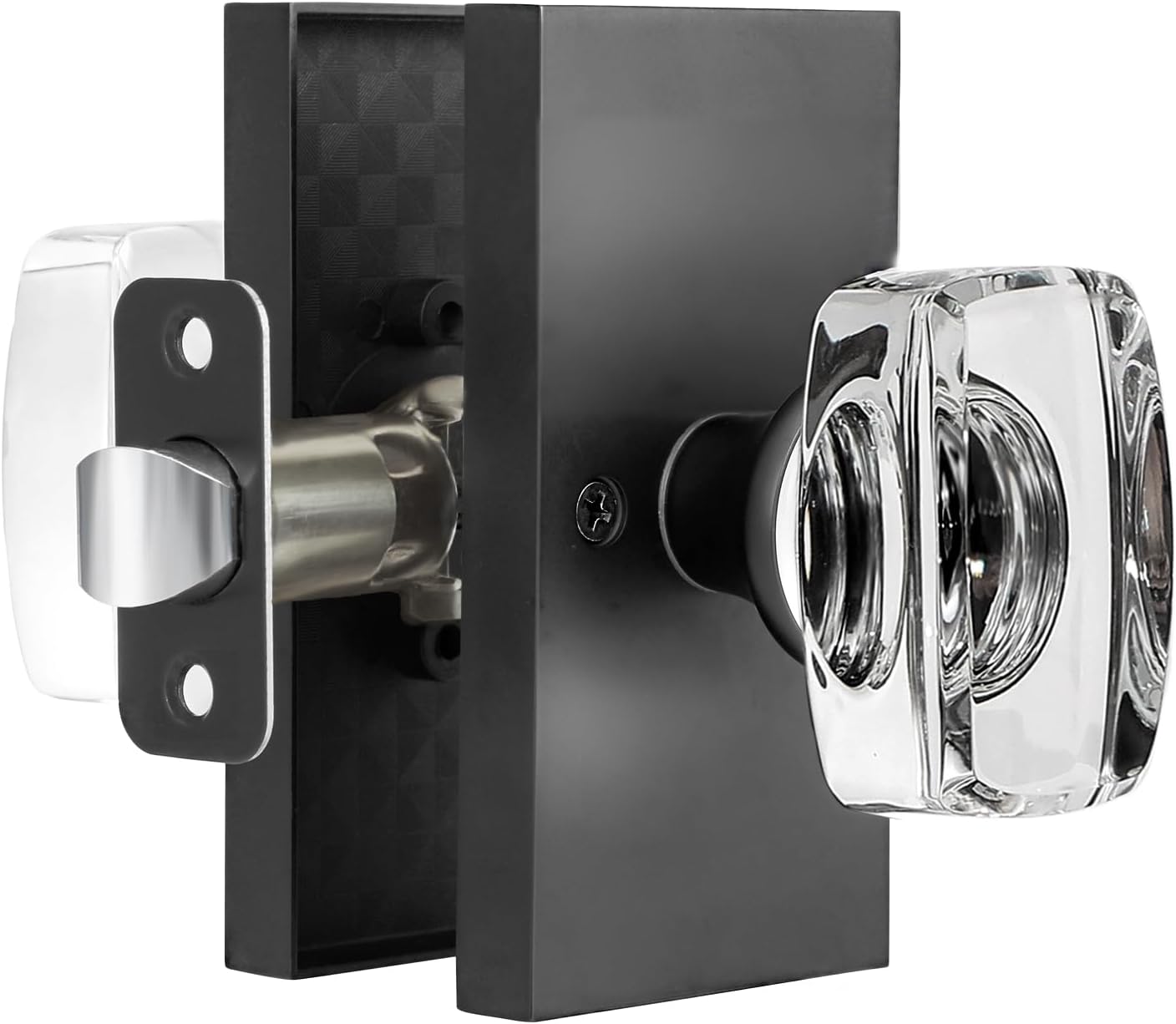 Crystal Glass Passage Door Knobs for Modern Matte Black Decor