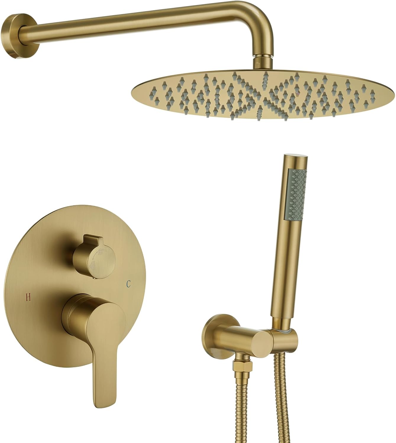 Iriber Brushed Gold Shower System with 12 Inch Rain Shower Head