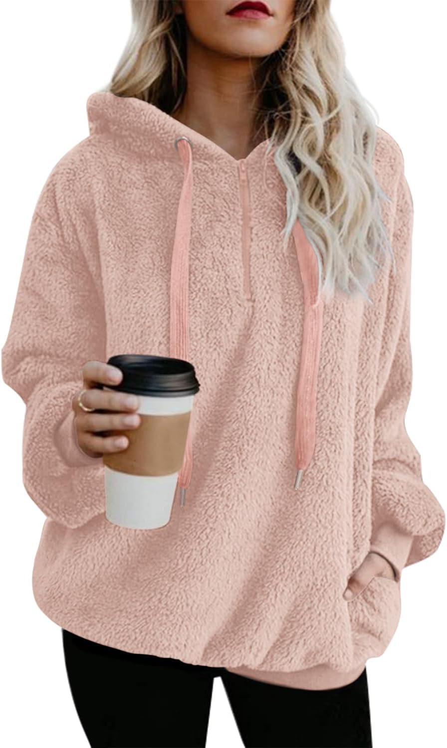 Yanekop Womens Oversized Hoodies Cozy Quarter Zip Pullover