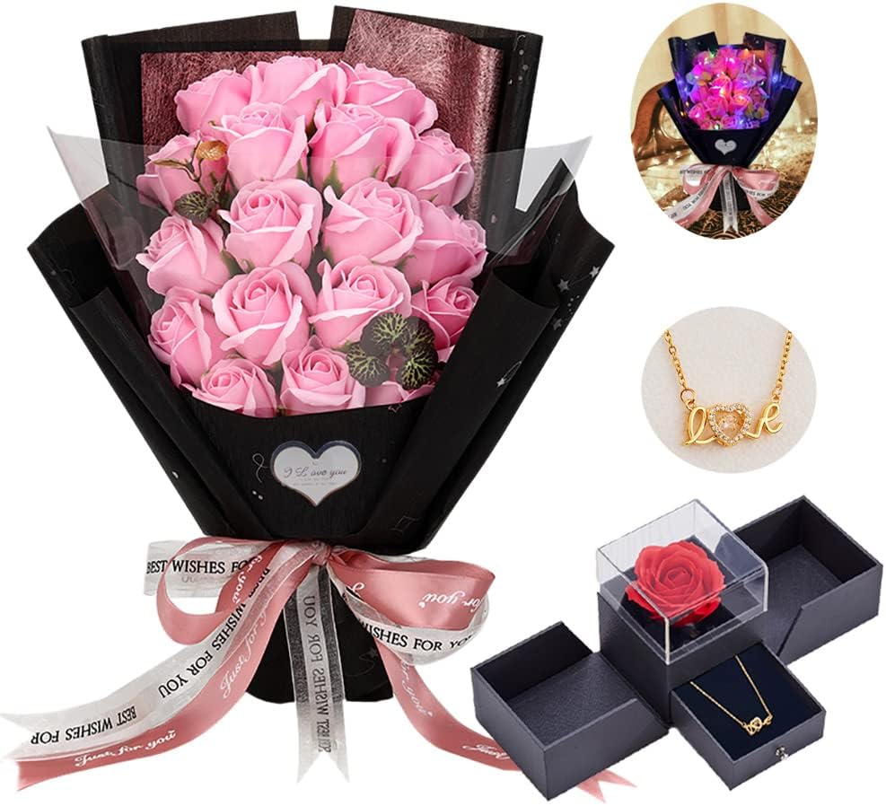 EIGHTOWN Roses Bouquet Artificial Flower Gift Set for Her